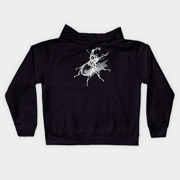 Dramabite Vintage stag beetle illustration Kids Hoodie by dramabite